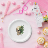 Assiettes En Carton Aesthetic Goth Grunge Skull Tropical Monstera Leaf (Fête)