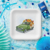 Assiettes En Carton Affaire Harvest In a Green Truck (Fête)