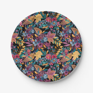 Assiettes En Carton Affaire mixte Floral Leaves Berry Watercolor