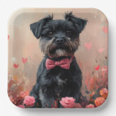 Assiettes En Carton Affenpinscher avec Rose - Saint Valentin (Recto)