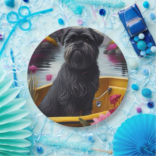 Assiettes En Carton Affenpinscher Chien sur une pagaie : une aventure (Fête)