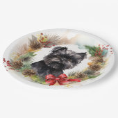 Assiettes En Carton Affenpinscher Christmas Wreath Festive Pup (Angle)