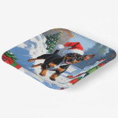 Assiettes En Carton Affenpinscher Festive de Noël Scène de neige (Angulaire)