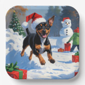 Assiettes En Carton Affenpinscher Festive de Noël Scène de neige (Recto)