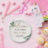 Assiettes En Carton Affiche de bienvenue Mariage Eucalyptus écocouleur (Fête)