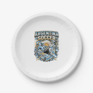 Assiettes En Carton Affiche de l'Argentine Football Skeleton Buteur Na