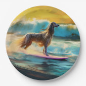 Assiettes En Carton Afghan Hound Beach Surf Peinture (Devant)