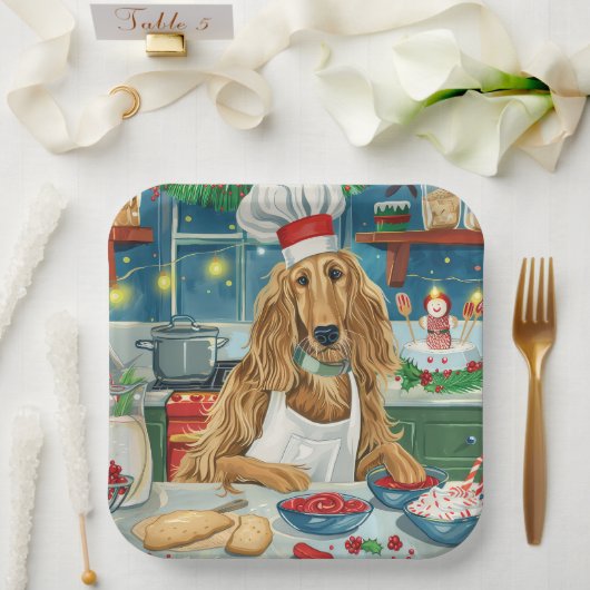 Assiettes En Carton Afghan Hound Holiday Baking : Noël festif (Mariage)