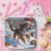 Assiettes En Carton Afghanistan Hound Festive Snow Scene (Fête)