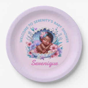Assiettes En Carton African American Baby Girl in Seashell Pastel