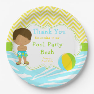 Assiettes En Carton African American Boy Pool Party Bash Party