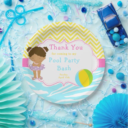 Assiettes En Carton African American Girl Pool Party Bash (Fête)