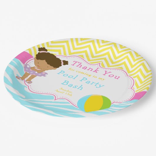 Assiettes En Carton African American Girl Pool Party Bash (Angle)