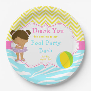 Assiettes En Carton African American Girl Pool Party Bash