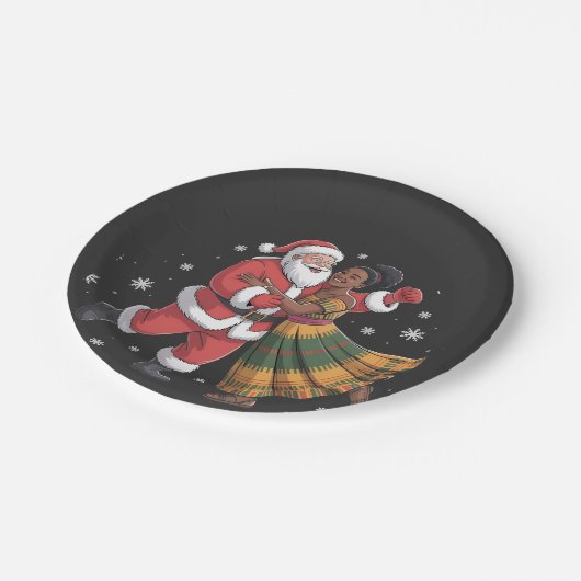 Assiettes En Carton African Père Noël Mme Claus Danser African America (Angle)