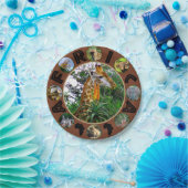 Assiettes En Carton African Wildlife Circle Collage Giraffe Aloe (Fête)