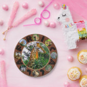 Assiettes En Carton African Wildlife Circle Collage Giraffe Aloe (Fête)