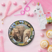 Assiettes En Carton African Wildlife Photo Collage Elephant Family (Fête)