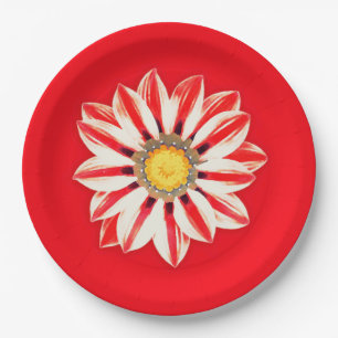 Assiettes En Carton Afrique / Gazania - Rouge et blanc rayé