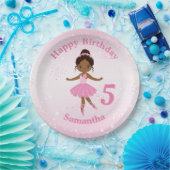 Assiettes En Carton Afro-Américaine Ballerina Plaque Papier Anniversai (Fête)