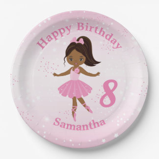 Assiettes En Carton Afro-Américaine Ballerina Plaque Papier Anniversai