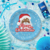 Assiettes En Carton Afro Santa Claus Joyeux Plaque de papier de Noël (Fête)