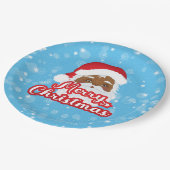 Assiettes En Carton Afro Santa Claus Joyeux Plaque de papier de Noël (Angle)