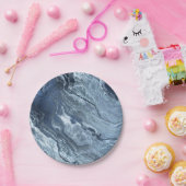 Assiettes En Carton Agate bleue cristallisée | Pierre marbrée en ardoi (Fête)