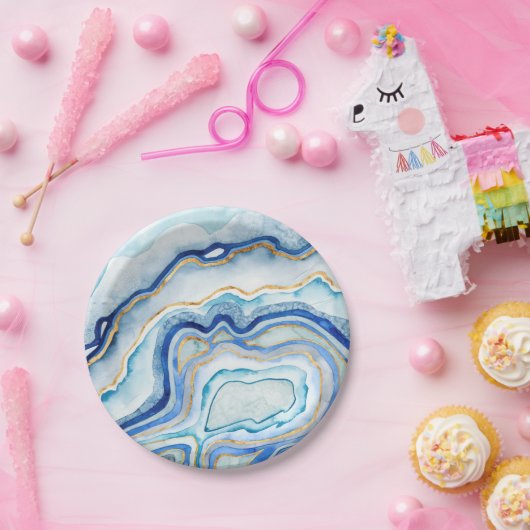 Assiettes En Carton Agate de cobalt II (Fête)