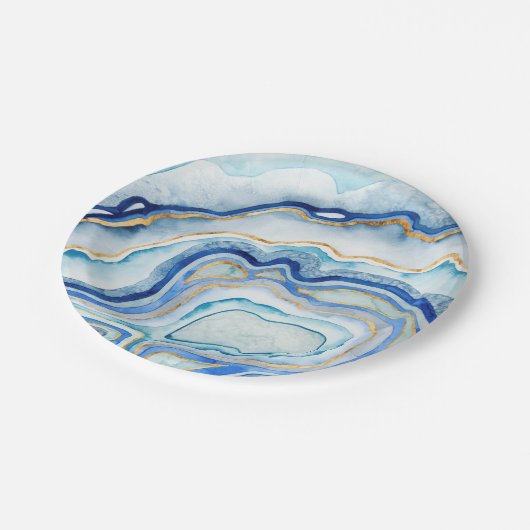 Assiettes En Carton Agate de cobalt II (Angle)