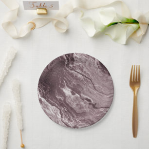 Assiettes En Carton Agate de mauve cristallisée   Marbre rose Rose pou