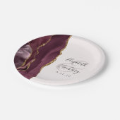 Assiettes En Carton Agate Géode Script Bourgogne Gold Blush (Angle)