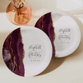 Assiettes En Carton Agate Géode Script Bourgogne Gold Blush