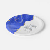 Assiettes En Carton Agate Geode Script Royal Blue Gold Mariage (Angle)