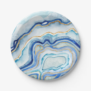 Assiettes En Carton Agate II de cobalt
