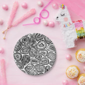 Assiettes En Carton Agate les tranches en noir et blanc (Fête)