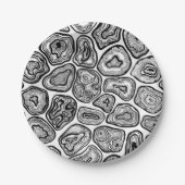 Assiettes En Carton Agate les tranches en noir et blanc (Devant)