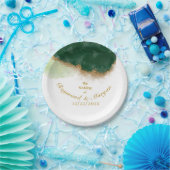 Assiettes En Carton Agate moderne Vert & Mariage Or (Fête)