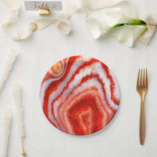 Assiettes En Carton Agate Orange Sanguine.