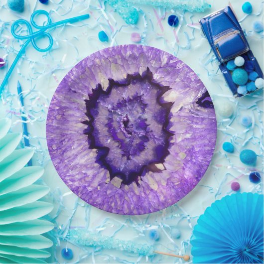 Assiettes En Carton Agate pourpre Geode de Falln (Fête)