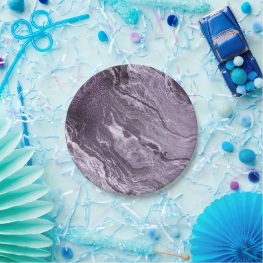 Assiettes En Carton Agate violette cristallisée | Moody Marbled Stone (Fête)