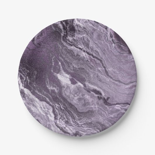 Assiettes En Carton Agate violette cristallisée | Moody Marbled Stone (Devant)