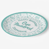 Assiettes En Carton Âge 100 Nombre éparpillé Motif Turquoise/blanc (Angle)