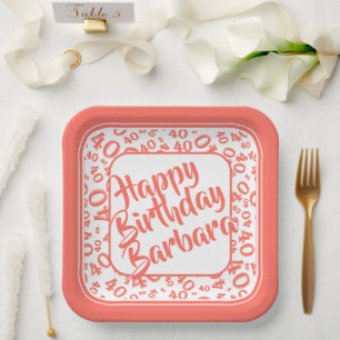 Assiettes En Carton Âge d'anniversaire 40 motif numérique aléatoire co