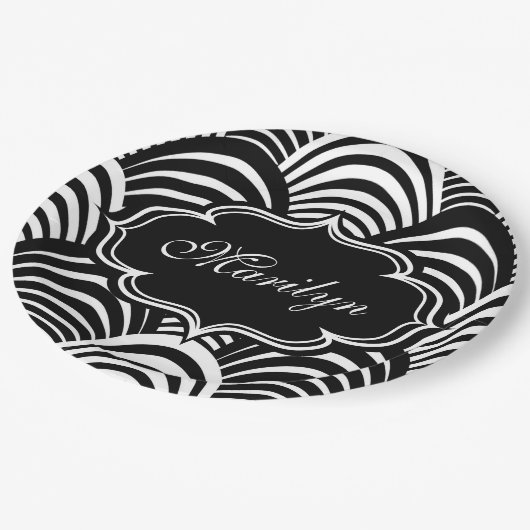 Assiettes En Carton Âge du jazz moderne élégant noir et blanc 1920 (Angle)