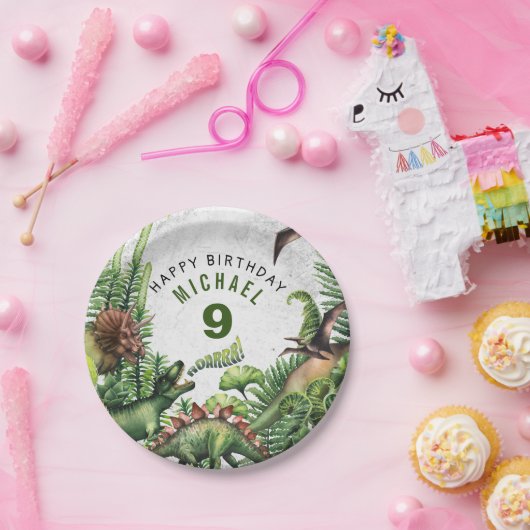 Assiettes En Carton AGE T-Rex Dinosaur fête d'anniversaire garçon (Fête)