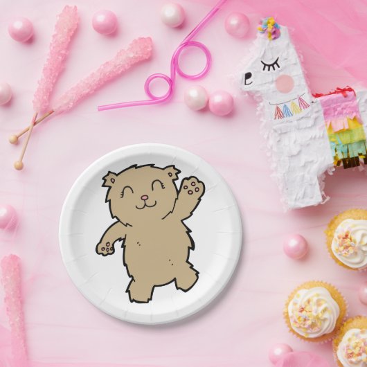 Assiettes En Carton Agiter Adorable Ours Souriant (Fête)