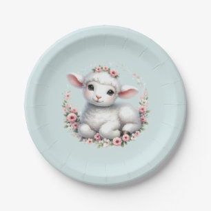 Assiettes En Carton Agneau mignon avec la couronne florale