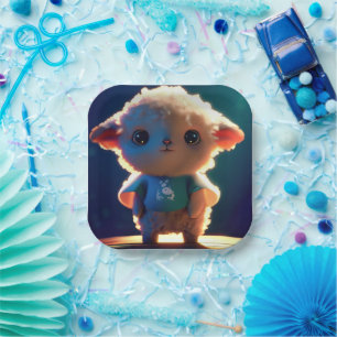 Assiettes En Carton Agneau mignon avec t-shirt