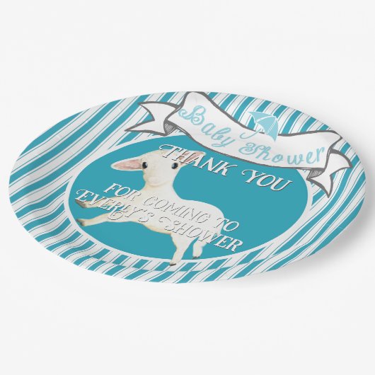 Assiettes En Carton Agneau mignon bébé garçon (Angle)